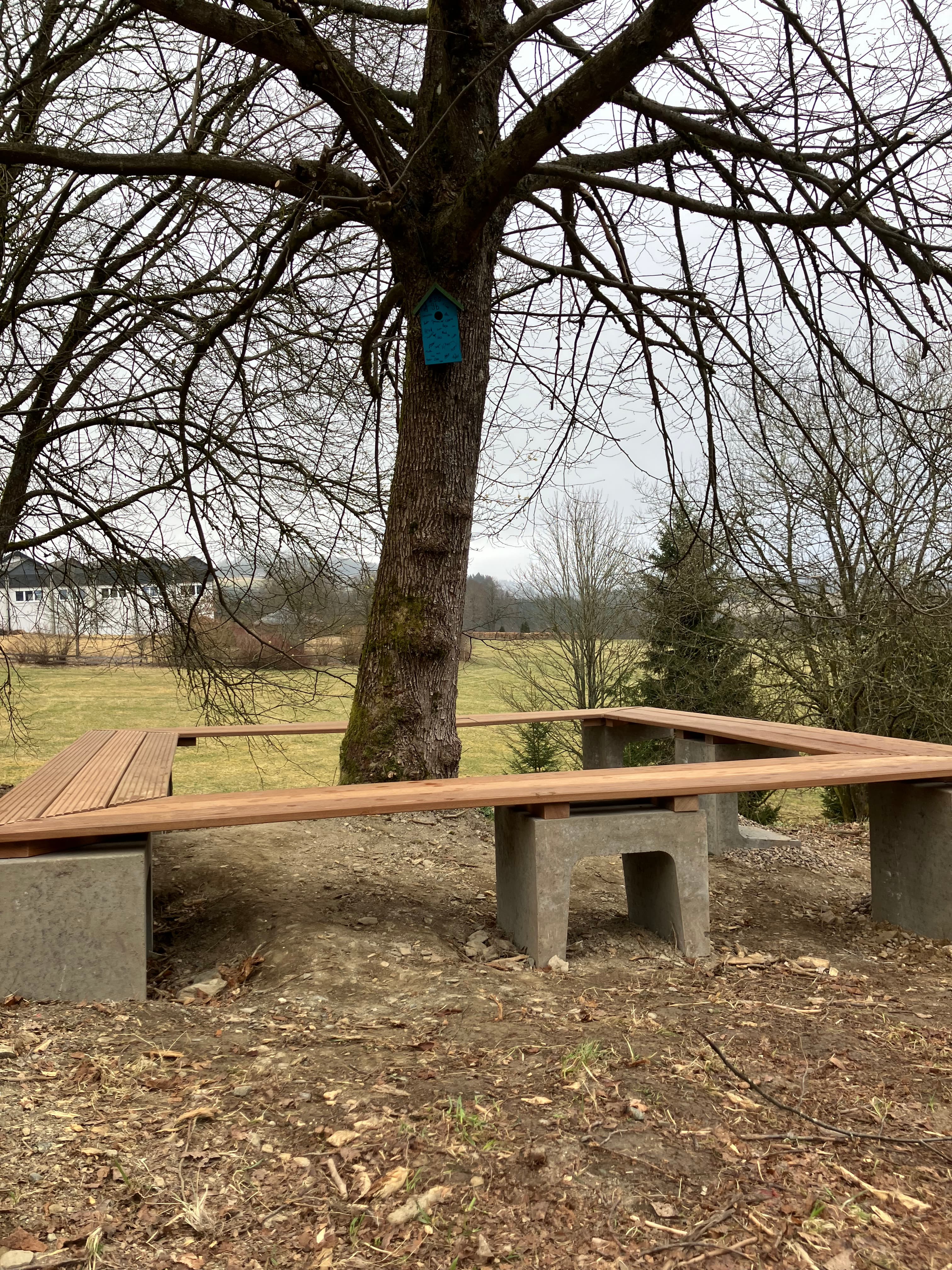 Die fertige selbstgebaute Bank